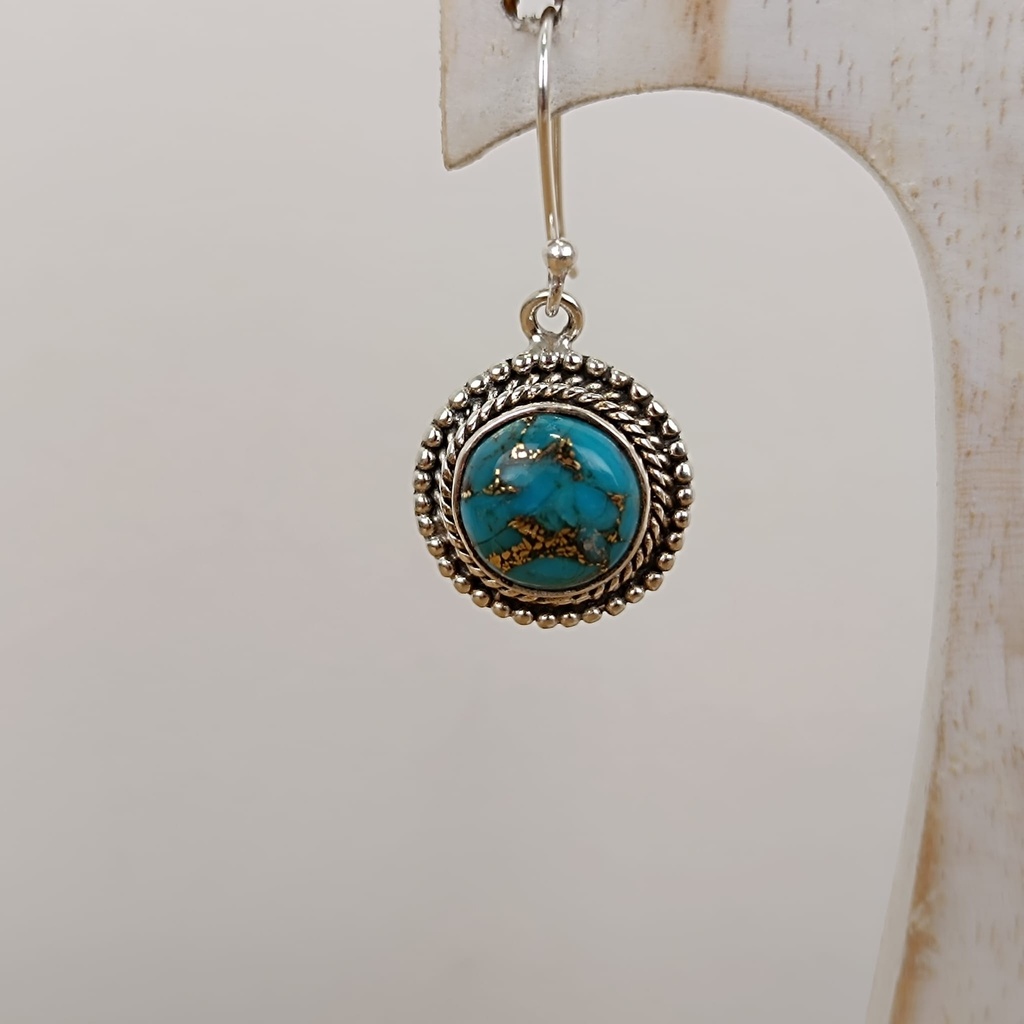 Boucles d'Oreilles Argent 925 & Turquoise [0897]