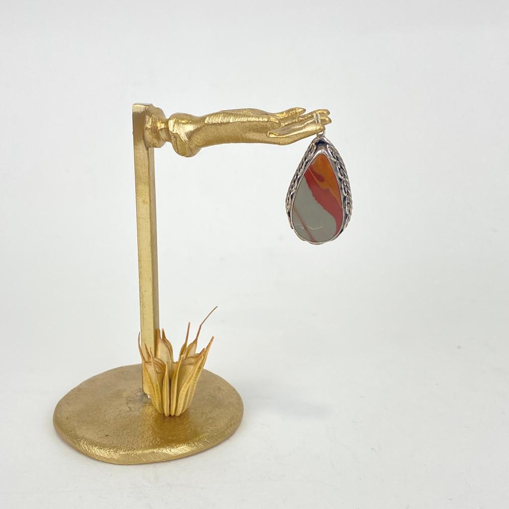 Pendentif Argent 925 & Jaspe Brun [0421]