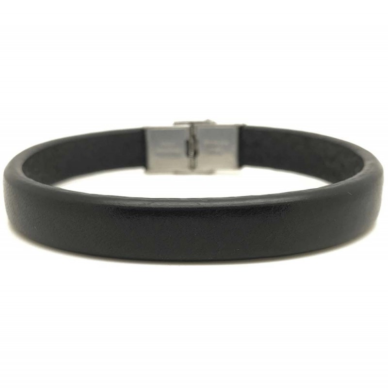 Bracelet 'Cuir Plat 10 mm' Medium Noir