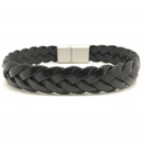 Bracelet 'Tressé Brut 12 mm' Medium Noir - Loop and Co