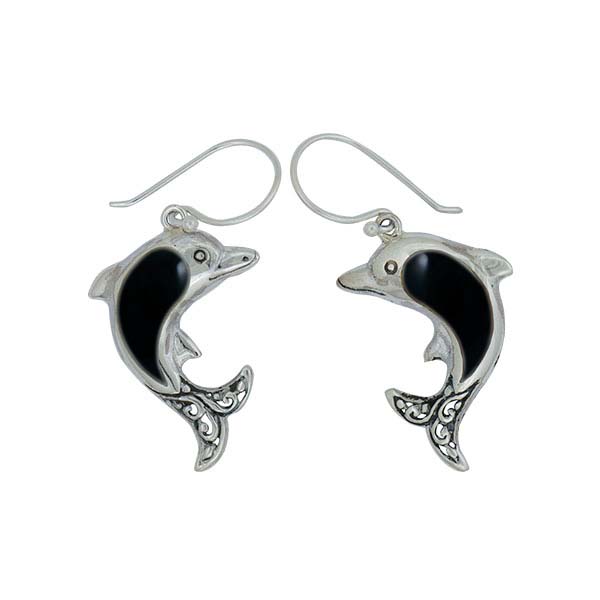 Boucles d'Oreilles Argent 925 & Nacre Noire [0940]