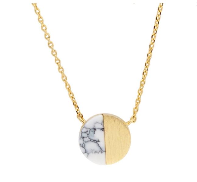 Collier Galaxy Plaqué Or Moon C White Howlite - All The Luck In The World