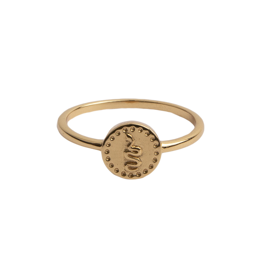 Bague Magique Plaqué Or Coin Snake T54 - All The Luck In The World