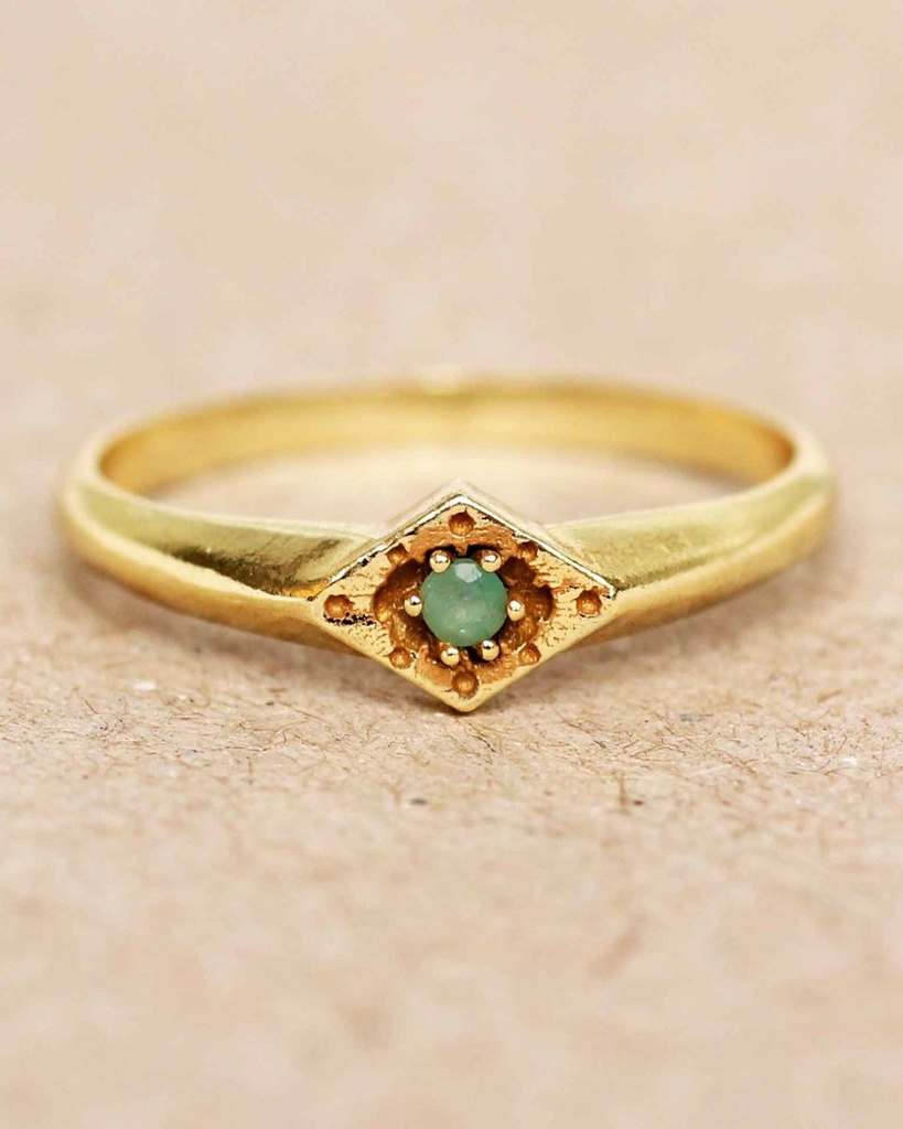 Bague Argent Plaqué Or & Amazonite - Muja Juma