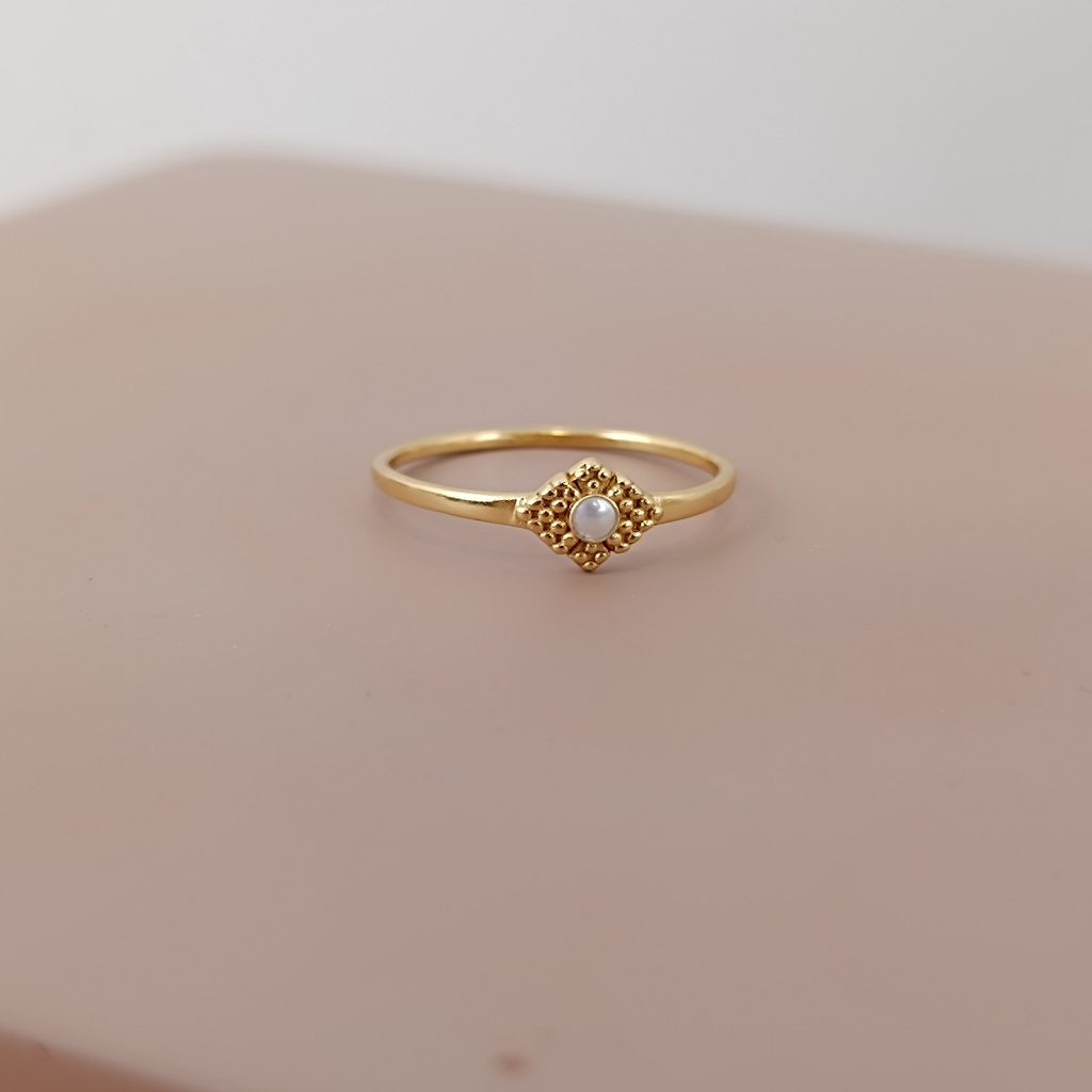 Bague Argent Plaqué Or & Nacre - Muja Juma