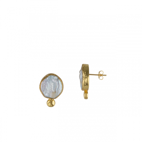 Boucles d'oreilles Laiton Plaqué or & Perle Baroque - The Craft Shop