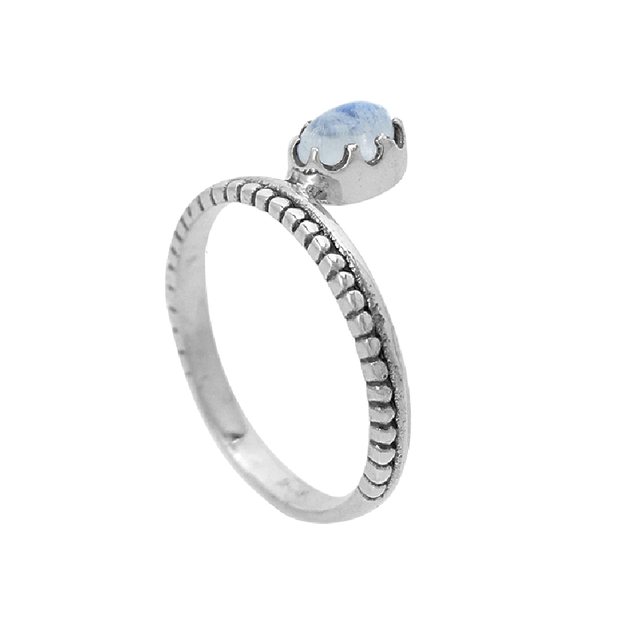 Bague Argent 925 & Labradorite Blanche [2229]