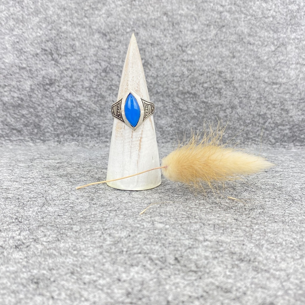 Bague Argent 925 & Calcédoine Bleue [2257]