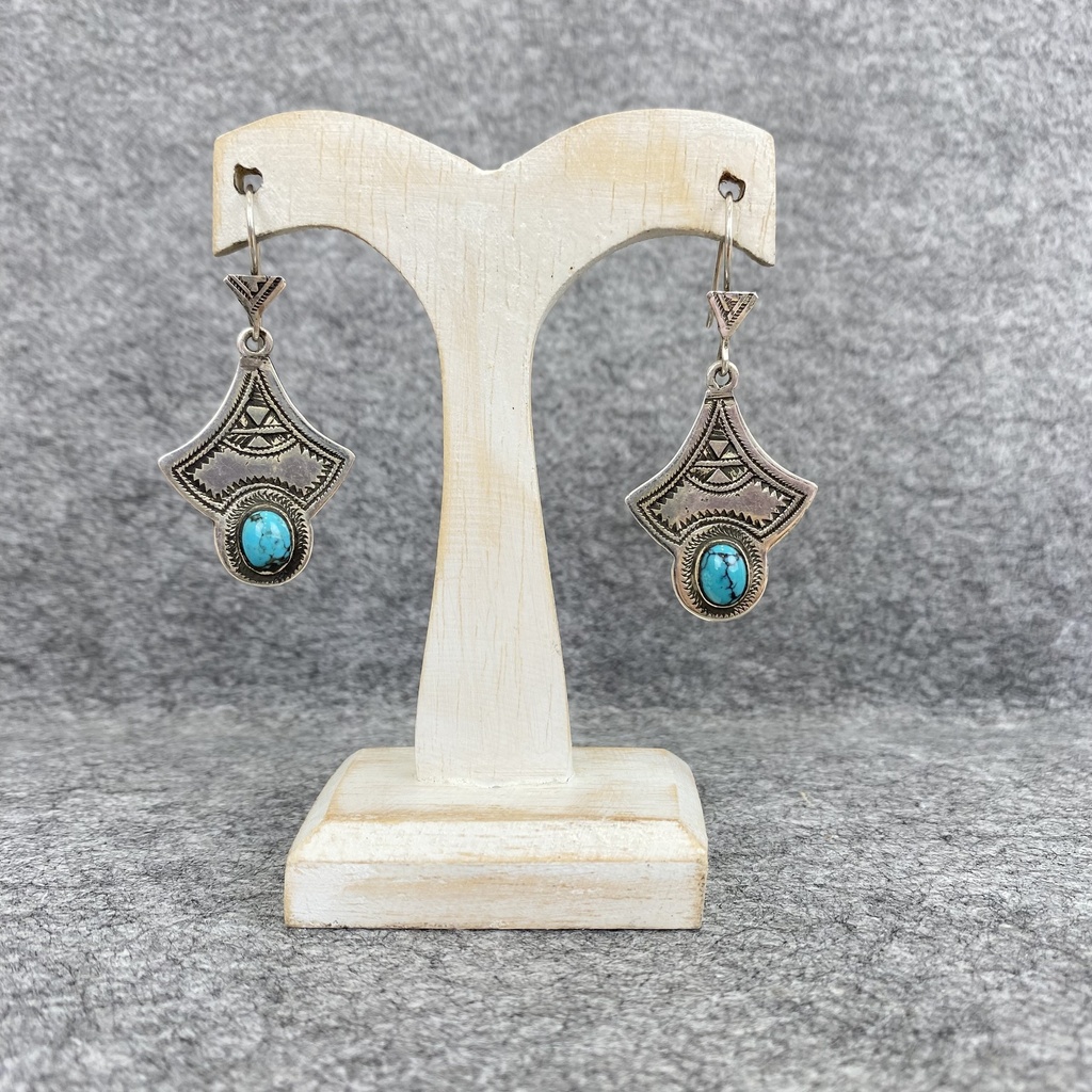 Boucles d'oreilles Argent 925 & Turquoise [1271]