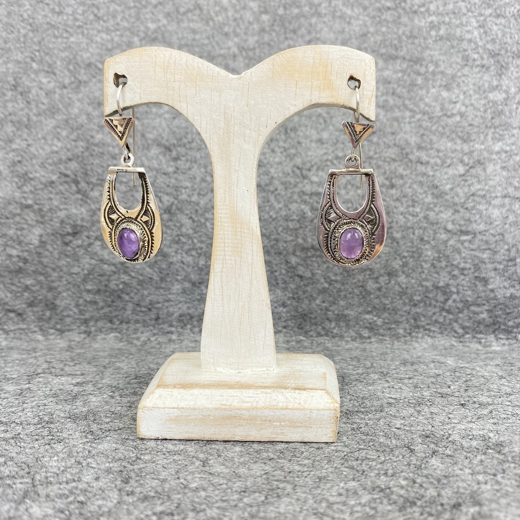 Boucles d'oreilles Argent 925 & Améthyste [1286]