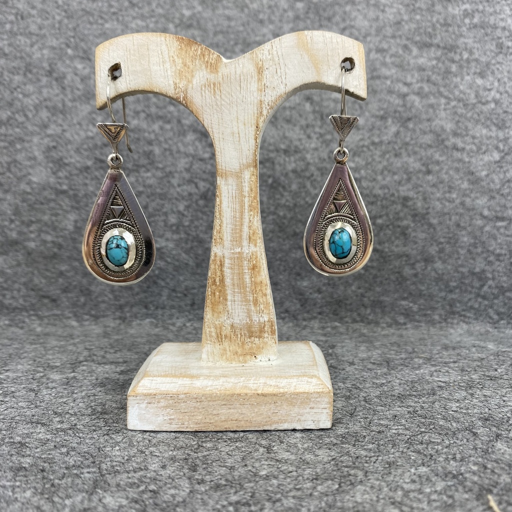 Boucles d'oreilles Argent 925 & Turquoise [1296]