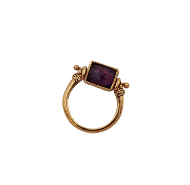 Bague 'Aya Lion Pivot' - Laiton Plaqué Or & Améthyste - LA2L