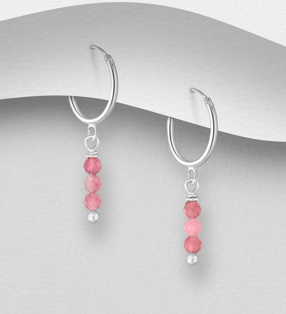 Boucles d'Oreilles - Argent 925 & Tourmaline Rose [1333]