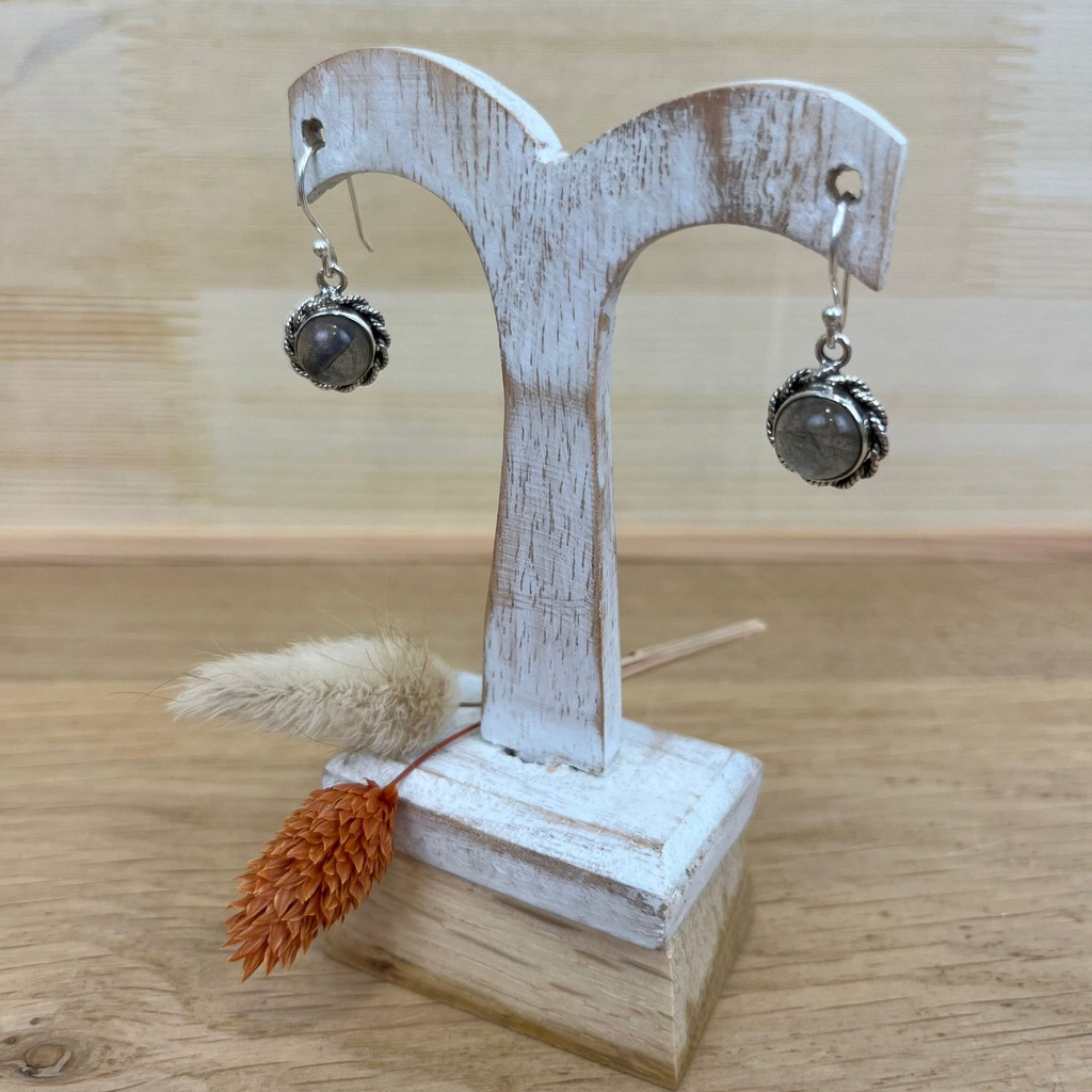 Boucles d'Oreilles - Argent 925 & Labradorite [1356]