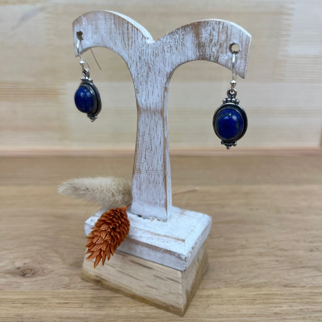 Boucles d'Oreilles - Argent 925 & Lapis Lazuli [1371]