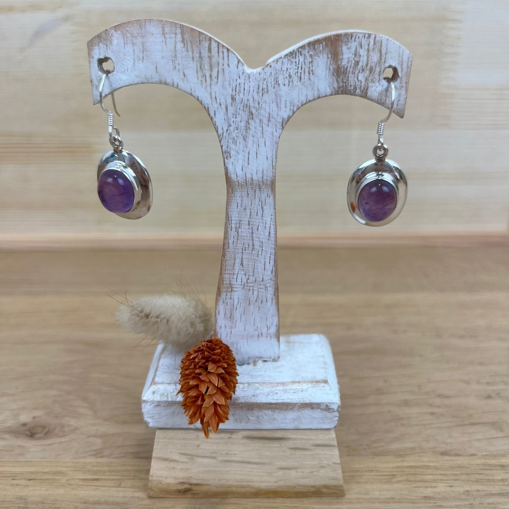 Boucles d'Oreilles - Argent 925 & Améthyste [1375]