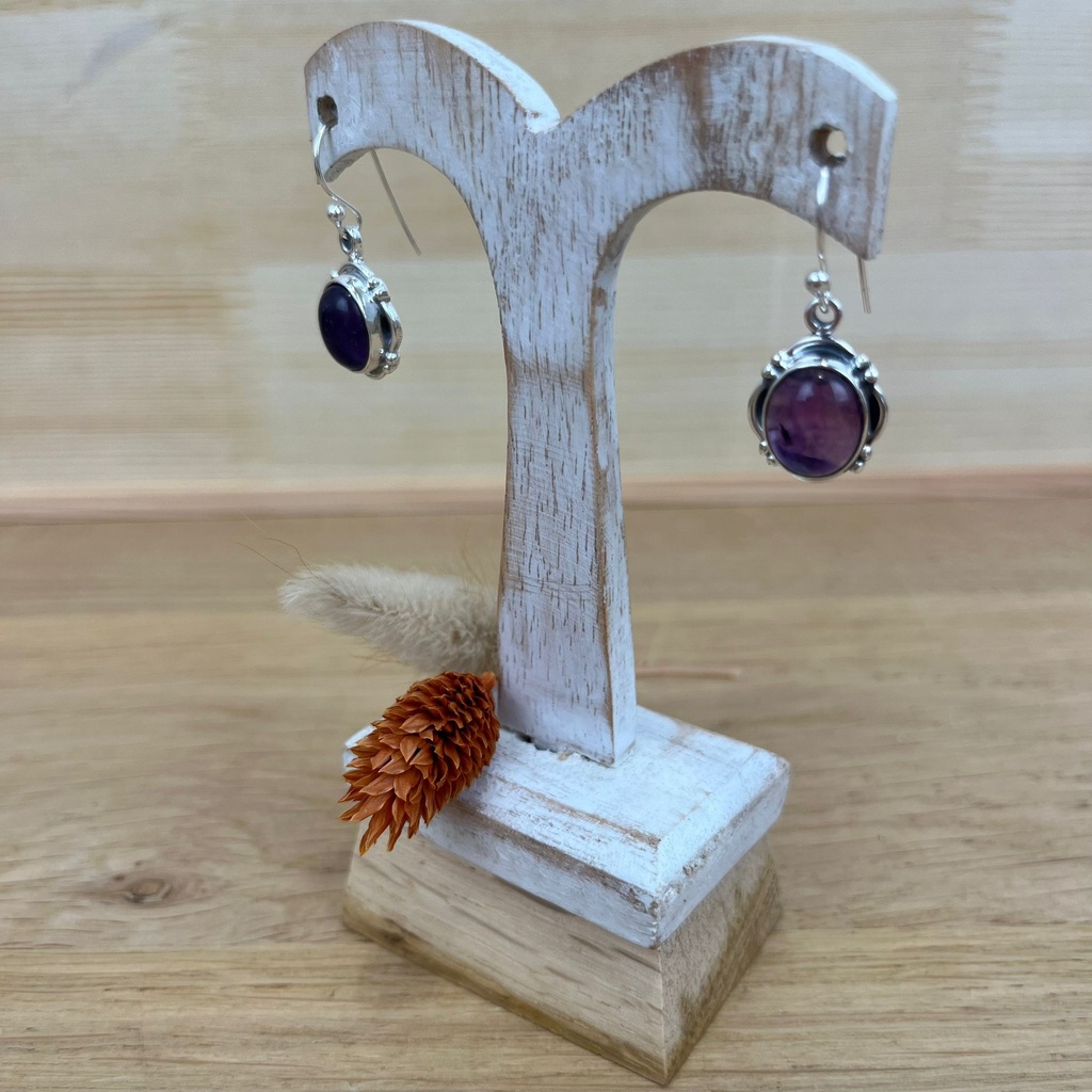 Boucles d'Oreilles - Argent 925 & Améthyste [1376]