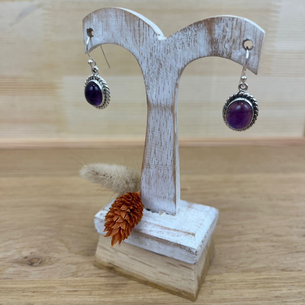 Boucles d'Oreilles - Argent 925 & Améthyste [1377]