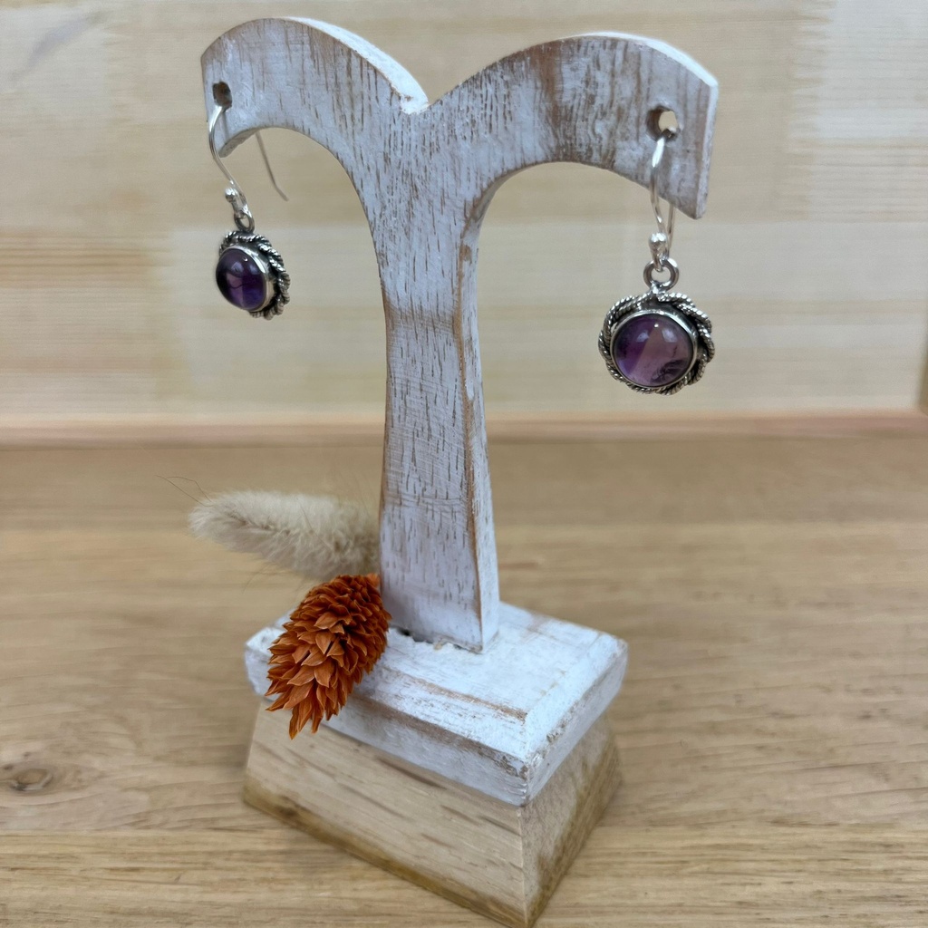 Boucles d'Oreilles - Argent 925 & Améthyste [1380]