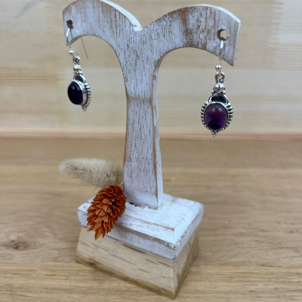Boucles d'Oreilles - Argent 925 & Améthyste [1381]