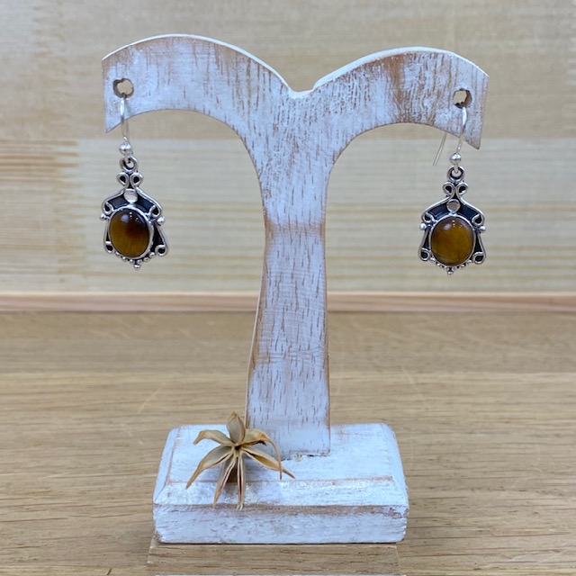 Boucles d'Oreilles - Argent 925 & Œil de Tigre [1464]
