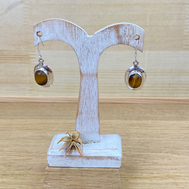 Boucles d'Oreilles - Argent 925 & Œil de Tigre [1468]
