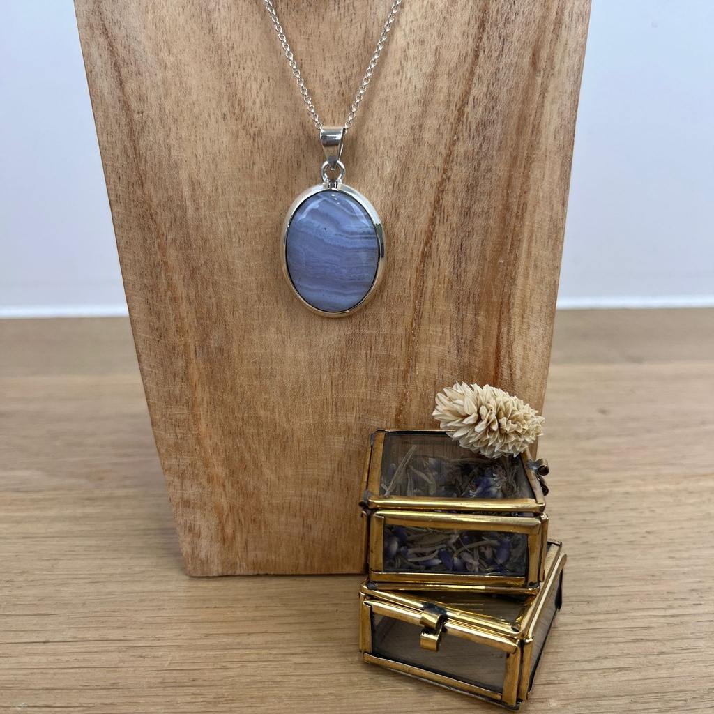 Pendentif - Argent 925 & Blue Lace Agate [0610]