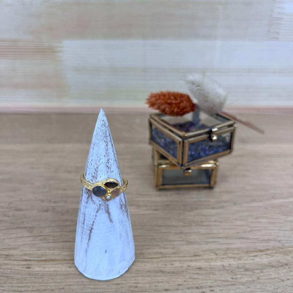 Bague Ladakhi Argent Plaqué Or & Labradorite - Muja Juma