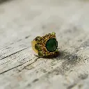 Bague 'Jasmine' Laiton plaqué or 3 microns & Serpentine et Péridot - LA2L
