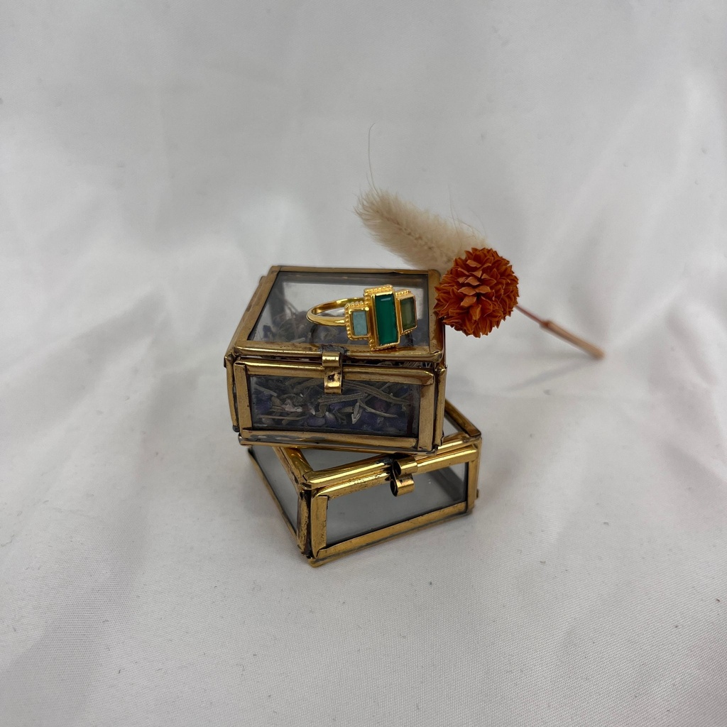 Bague Awa Argent Plaqué Or & Agate Verte - Muja Juma