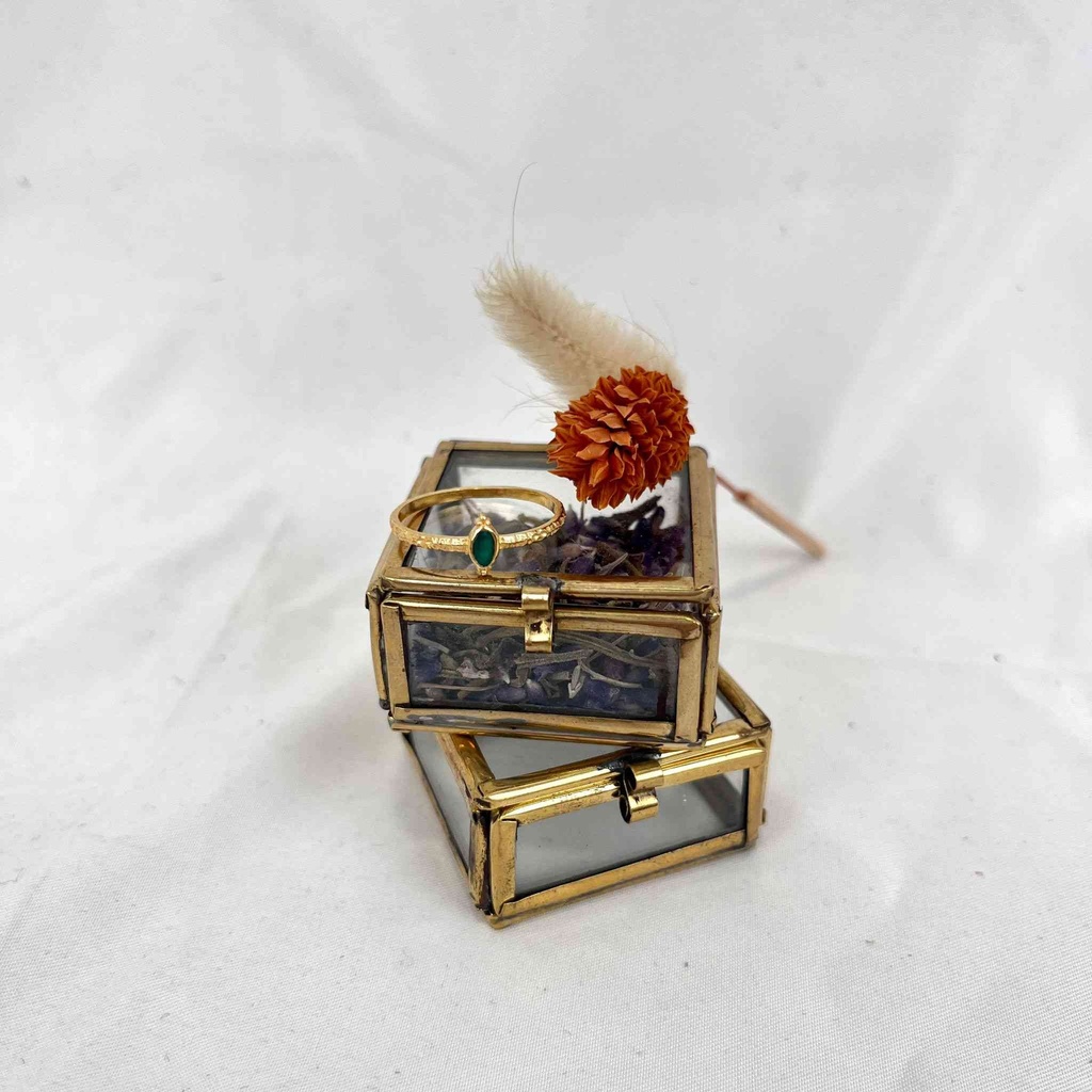 Bague Ladakhi Argent Plaqué Or & Agate Verte - Muja Juma