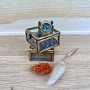 Bague 'Jasmine' Laiton plaqué or 3 microns, Tourmaline Bleue & Serpentine - LA2L