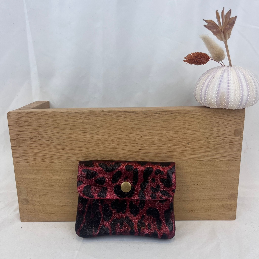 Pochette Cuir Leopard Rouge - Crazy Lou