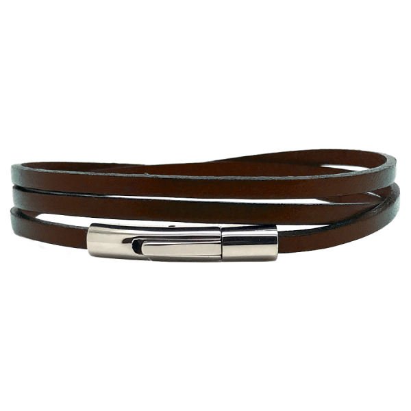 [LOOP-CLICH3-MRN-3] Bracelet Clic Triple 3mm Marron - Grande Taille - Loop and Co