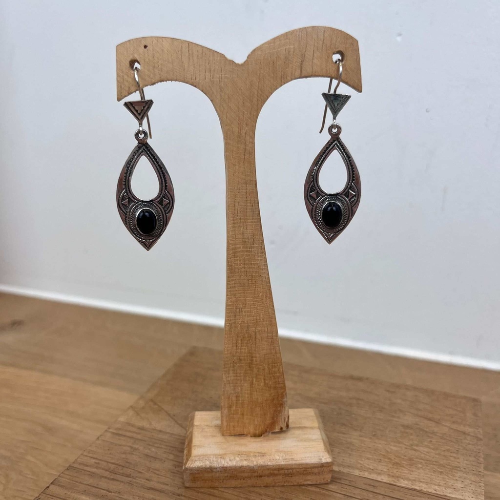 Boucles d'oreilles Touareg Argent 925 & Onyx [1497]
