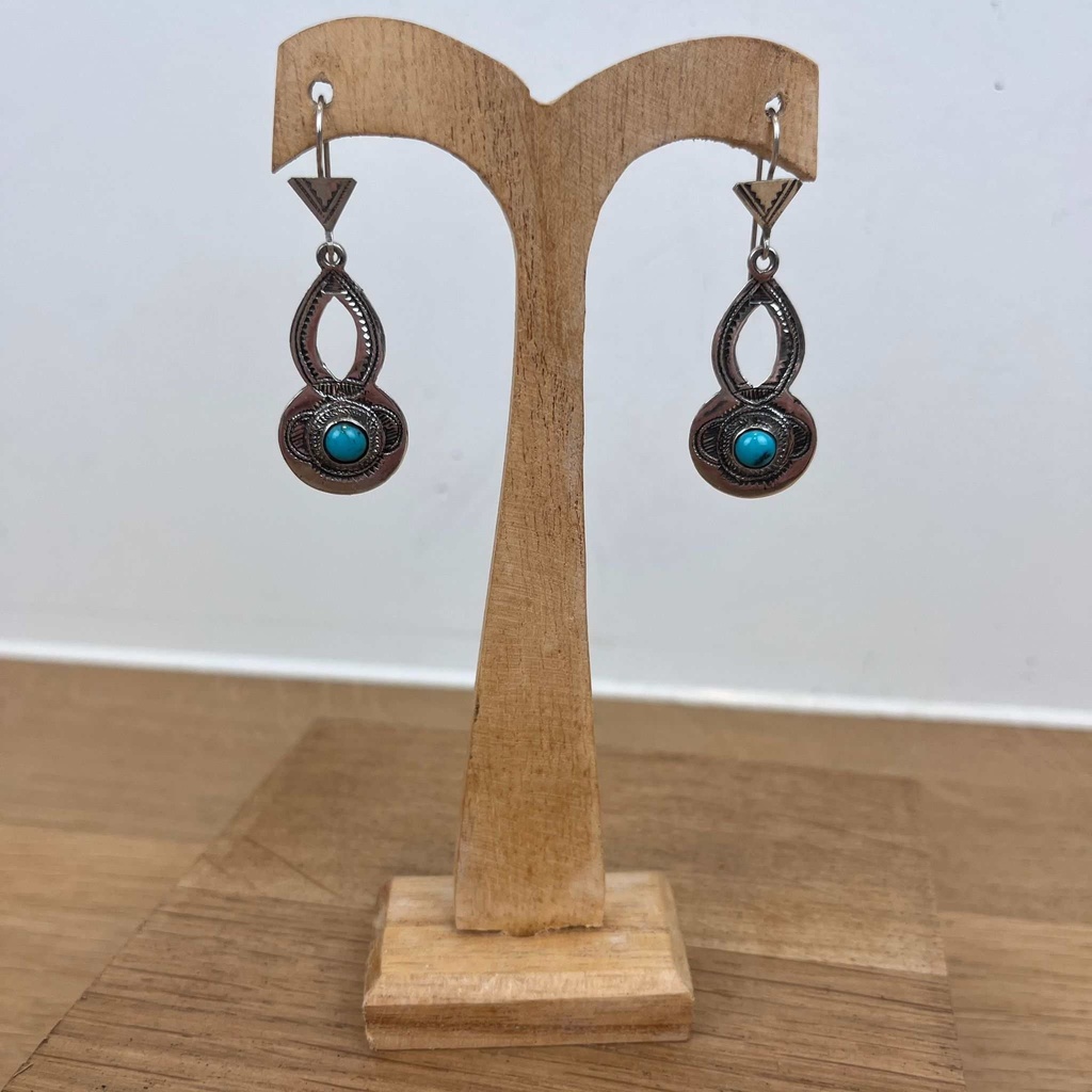 Boucles d'oreilles Touareg Argent 925 & Turquoise [1505]