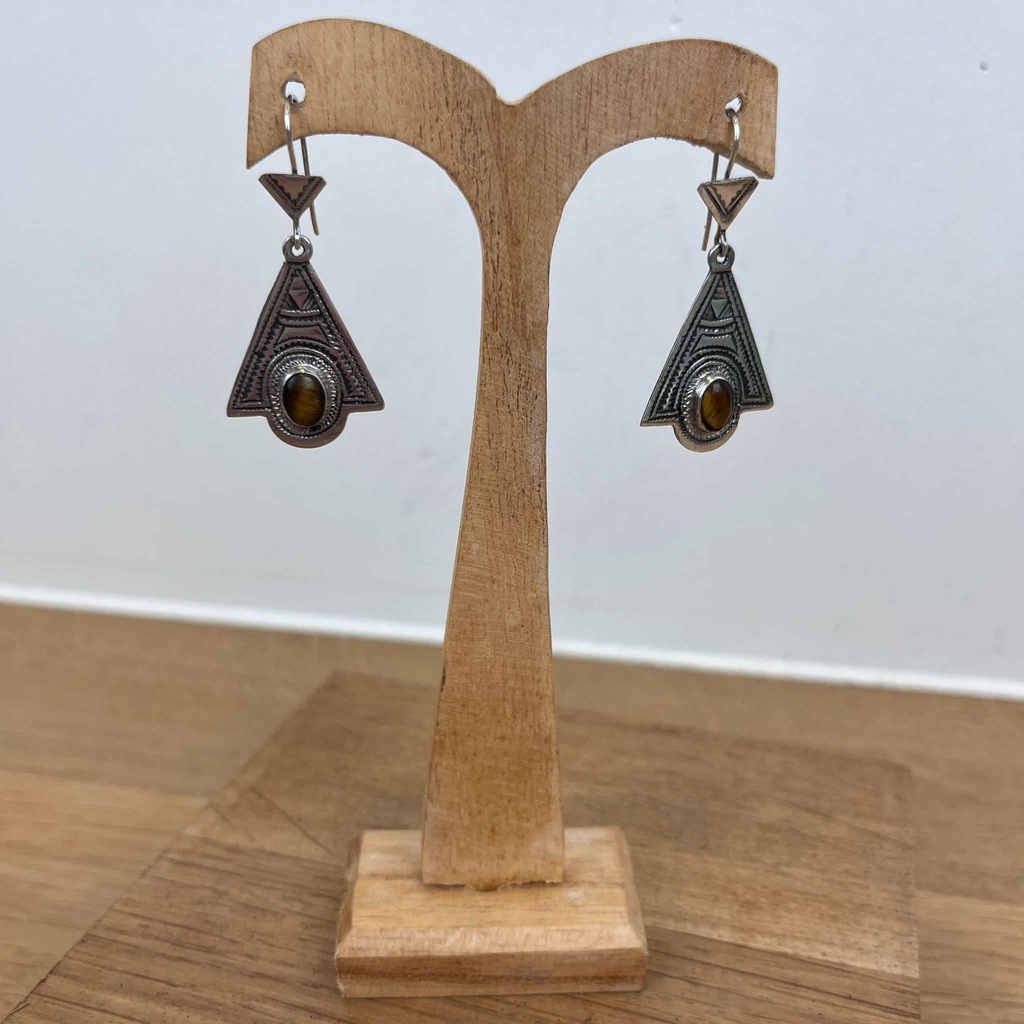 Boucles d'oreilles Touareg Argent 925 & Œil de Tigre [1510]