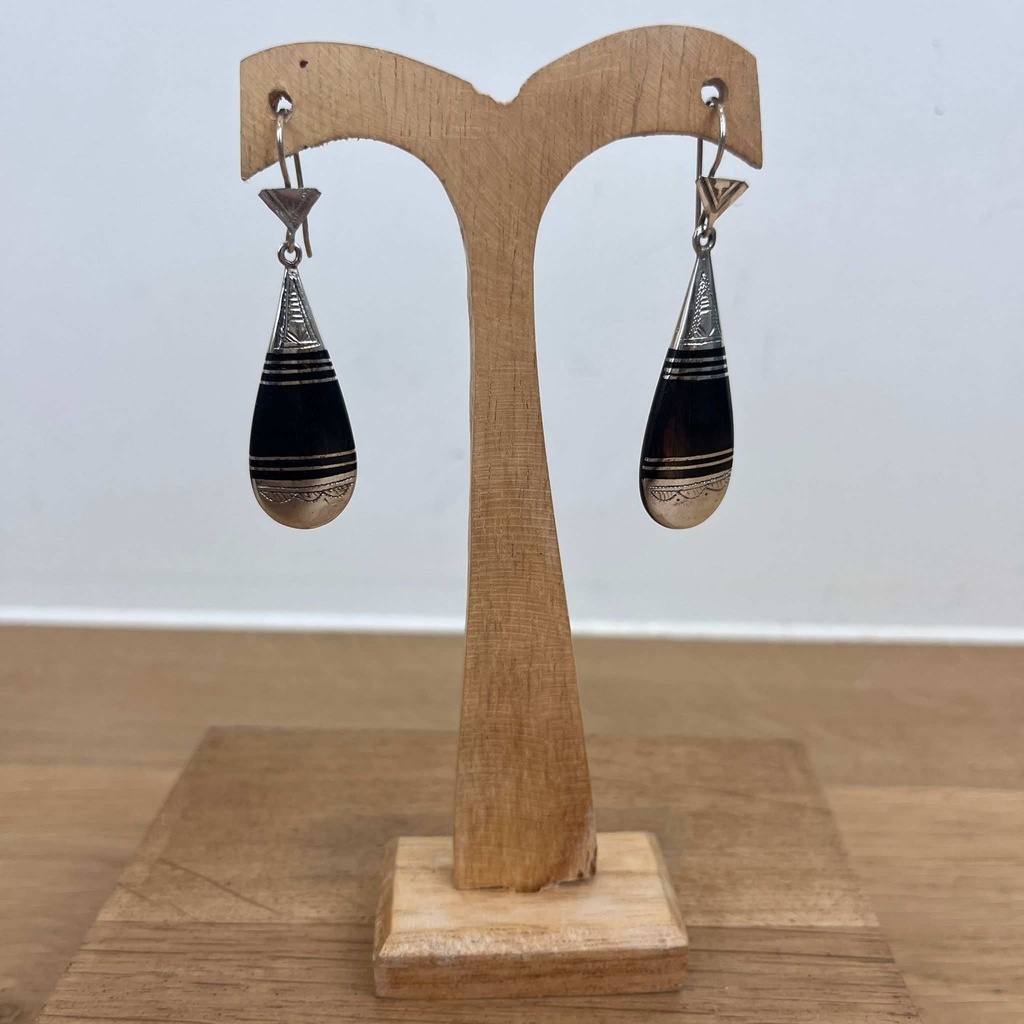 Boucles d'oreilles Touareg Argent 925 & Ébène [1516]