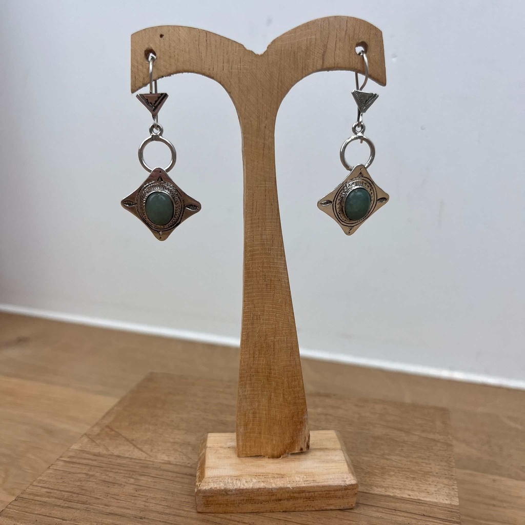 Boucles d'oreilles Touareg Argent 925 & Jade [1527]