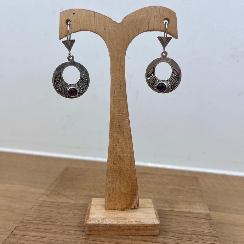 Boucles d'oreilles Touareg Argent 925 & Améthyste [1537]