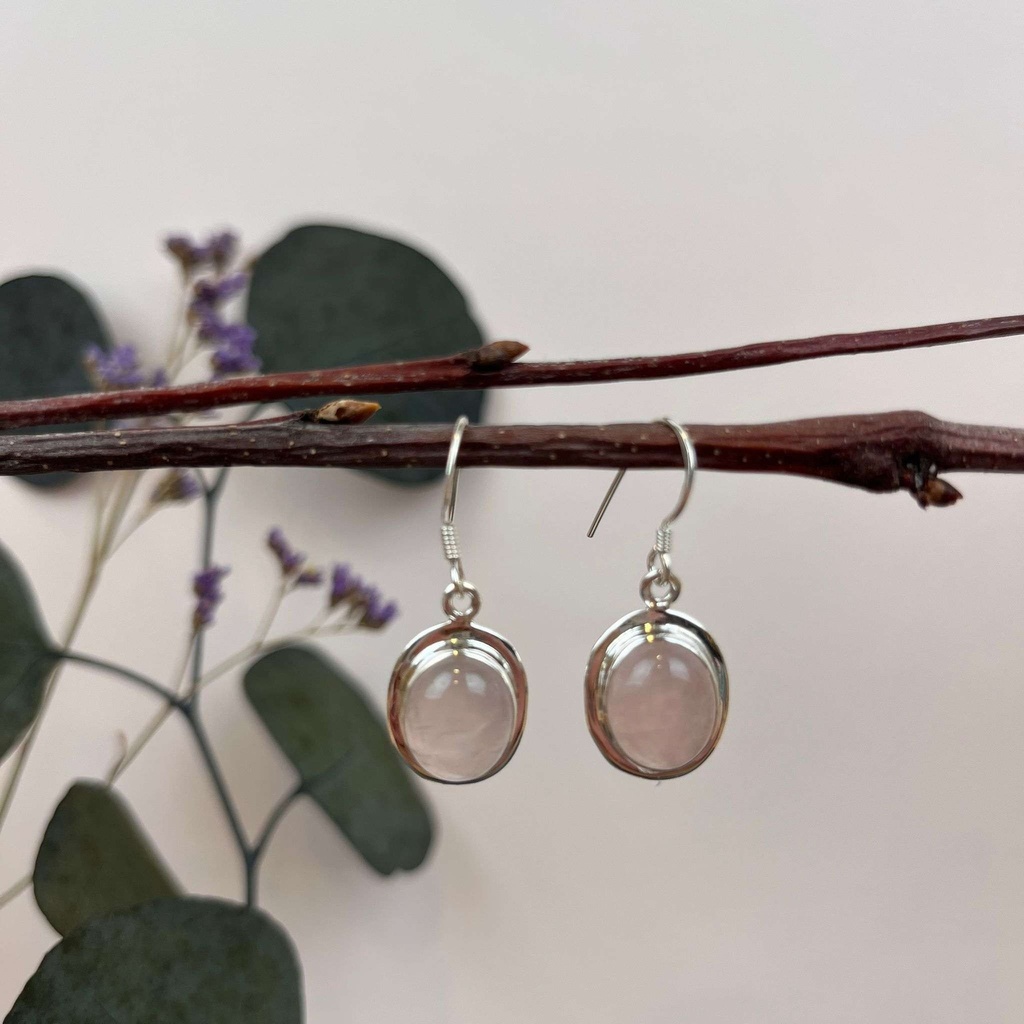 Boucles d'oreilles Argent 925 & Quartz Rose [1591]
