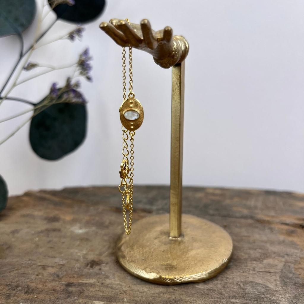 Bracelet 'Adélé' - Plaqué Or - Pierre de Lune Blanche - Muja Juma