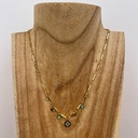 Collier 'Niki' - Acier Inoxydable, Laiton & Plaqué Or - Pierre Naturelle - By Garance