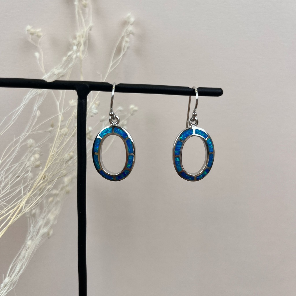 Boucles d'oreilles Argent 925 - Argenté & Bleu [1732]