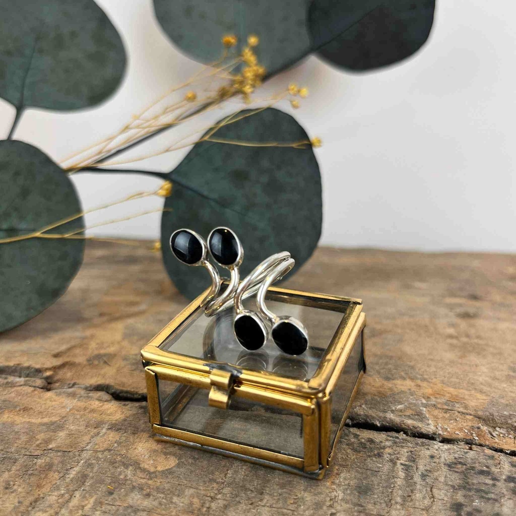 Bague Argent 925 - Coquillage Noir [3098]