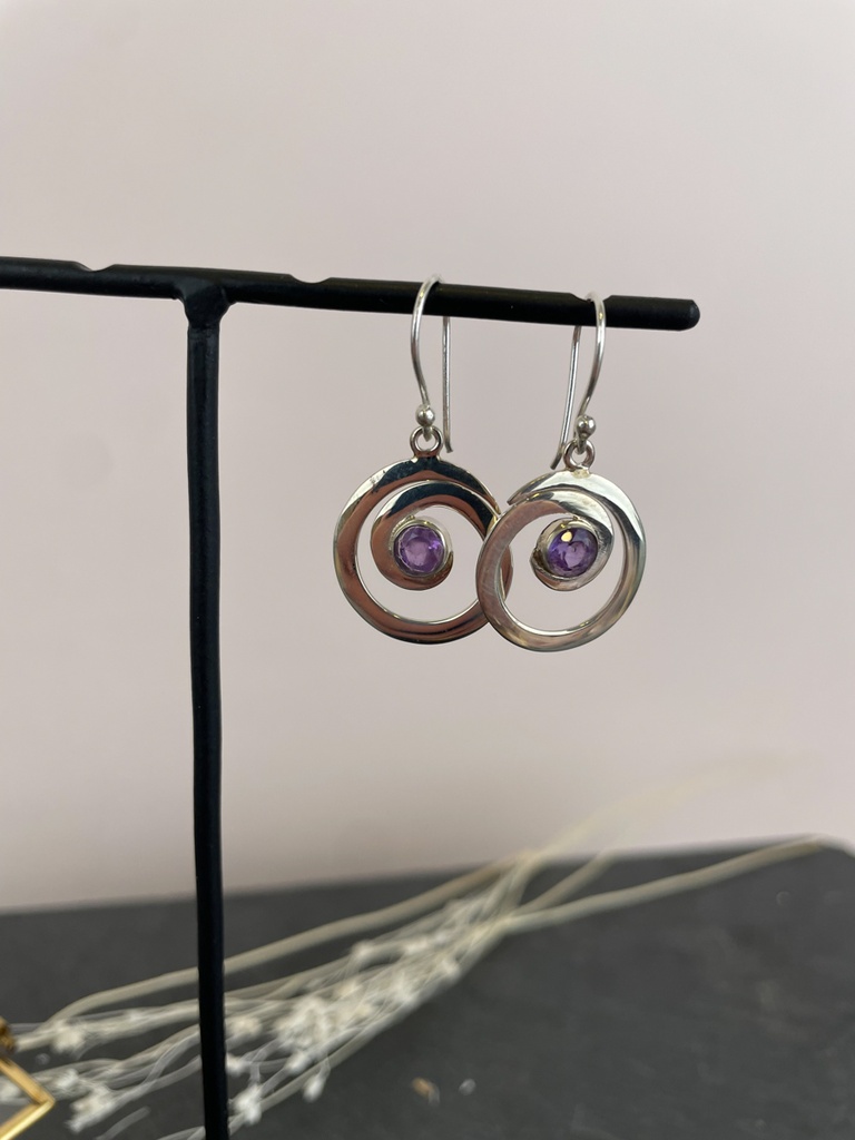 Boucles d'oreilles Argent 925 - Améthyste [1765]