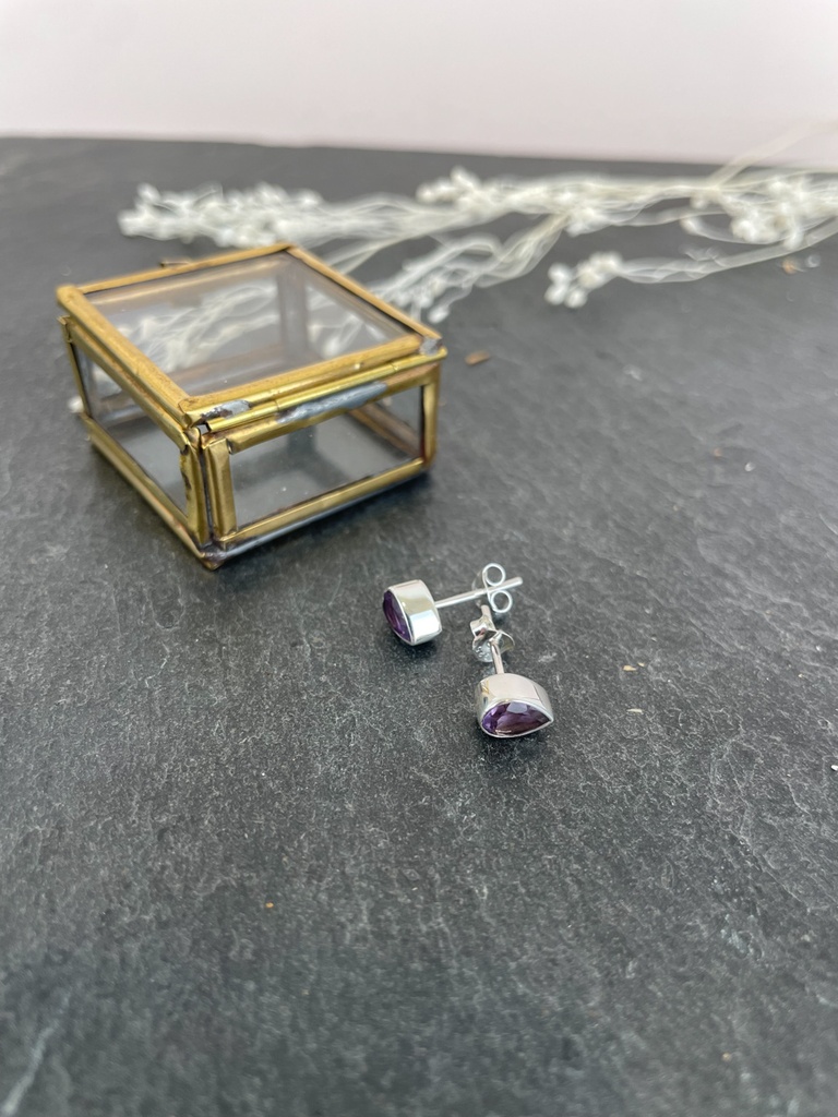 Puces d'Oreilles Argent 925 - Améthyste [1773]