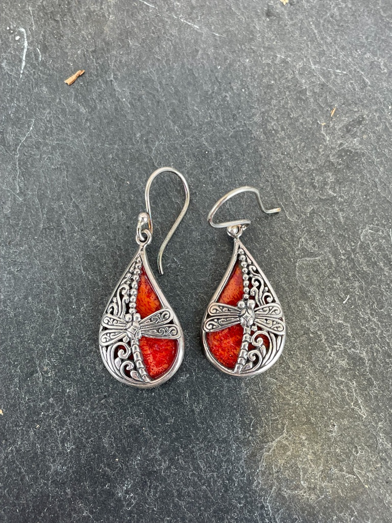 Boucles d'oreilles Argent 925 - Corail [1803]