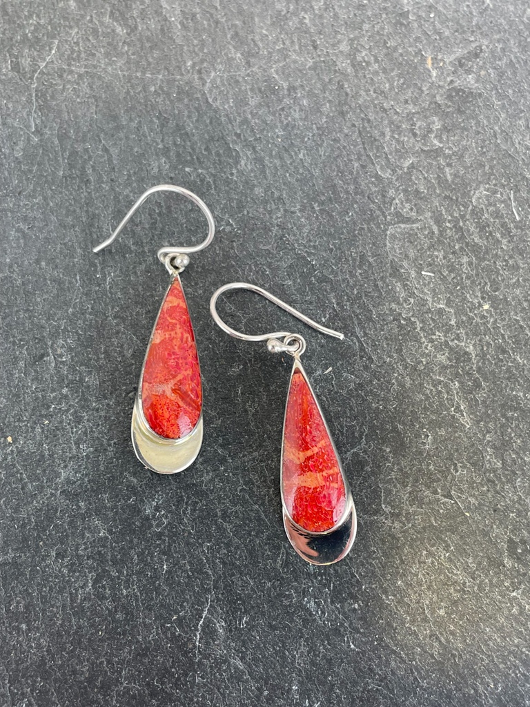 Boucles d'oreilles Argent 925 - Corail [1805]