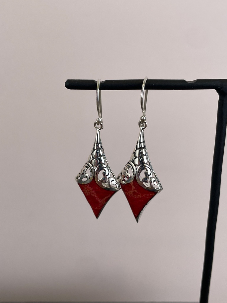 Boucles d'oreilles Argent 925 - Corail [1806]